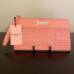 Juicy Couture Deboss Logo Pink Icing Shout It Out Wristlet NWT